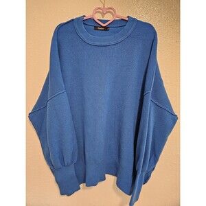 Sunbs Blue Knit Pullover Sweater Crew Neck Long Sleeve Women's XL